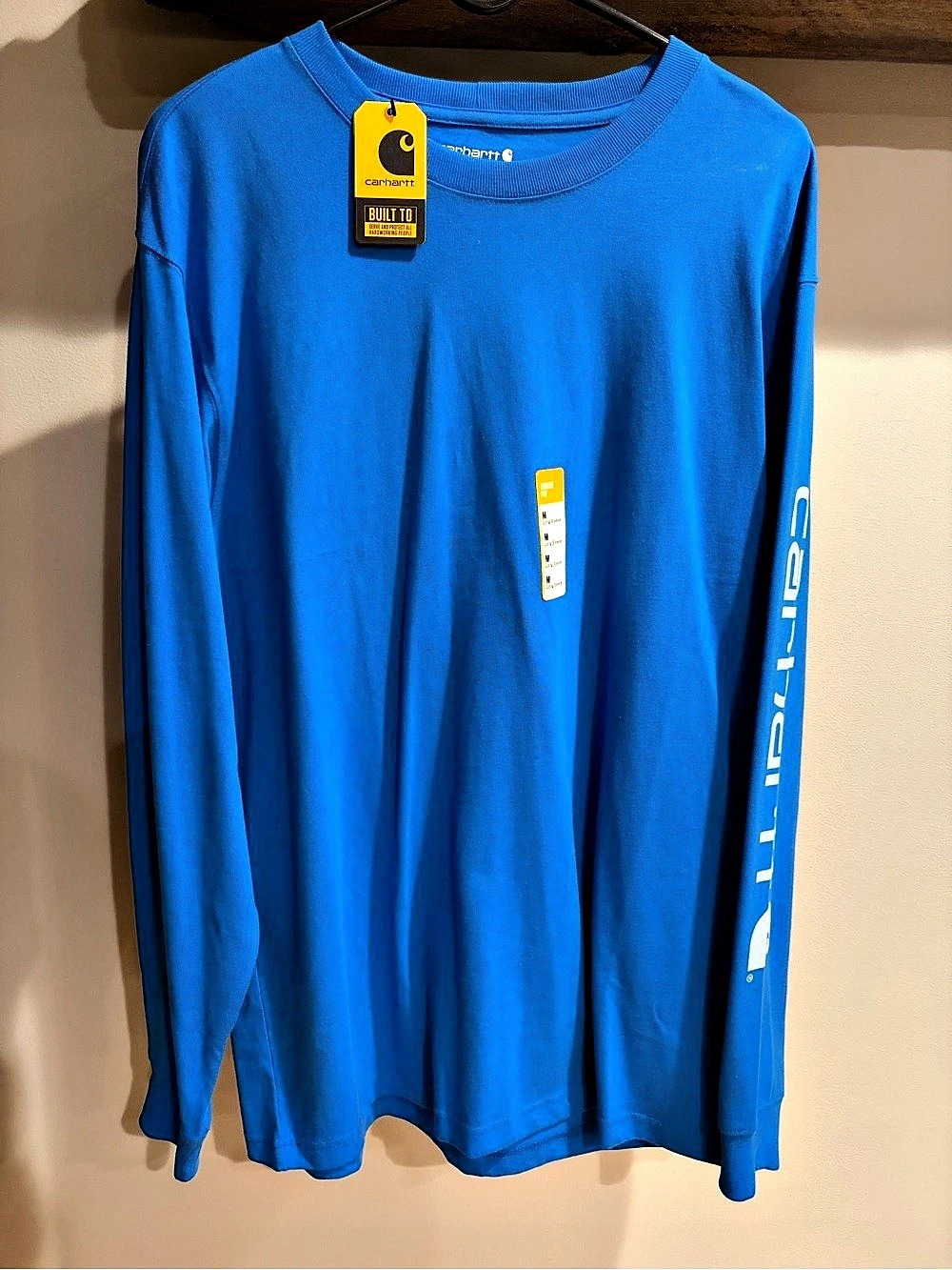 Carhartt Loose Fit Heavyweight Long-Sleeve Graphic Logo Sleeve T-Shirt Blue